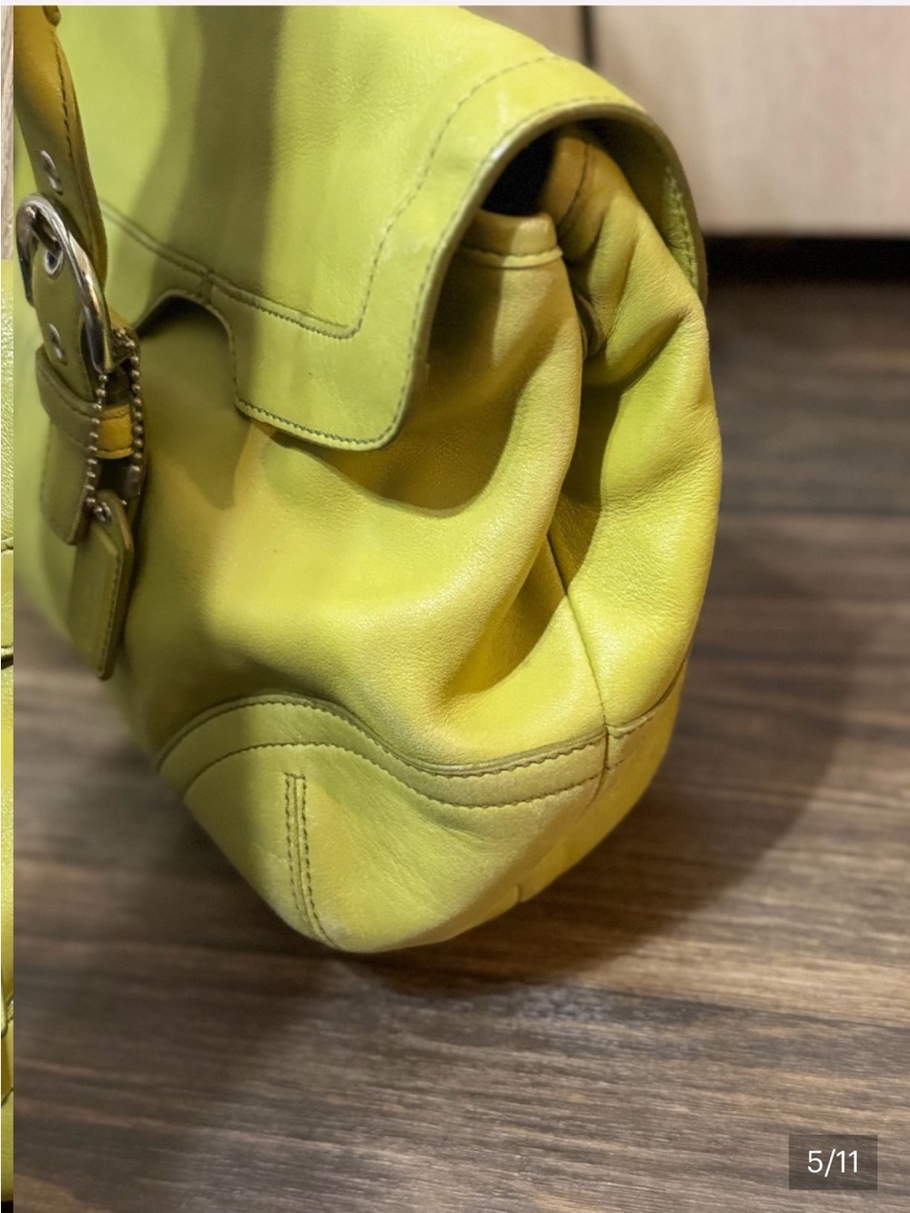 Coach Citrus Yellow Leather Shoulder Bag - Picture 6 of 12